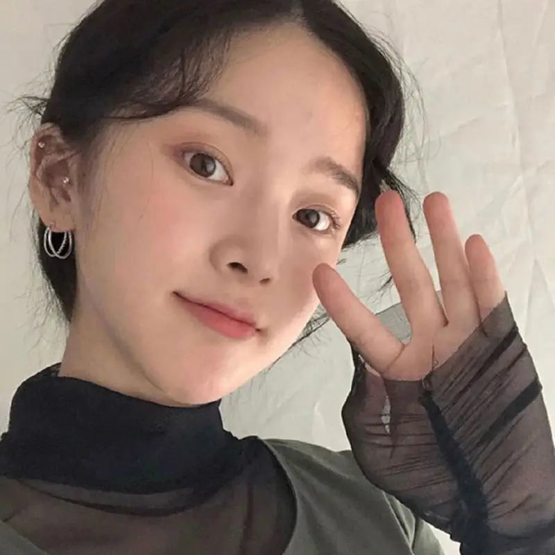 925 Sterling Silver Layered Hoop Earring CG120 - Silver /