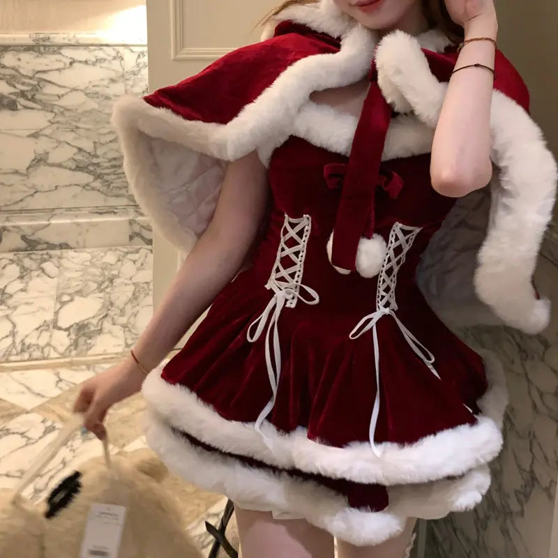 Kawaii Christmas Cloak Dress - MK Kawaii Store Wonderland Case Kawaii Christmas Cloak Dress - MK Kawaii Store Wonderland Case