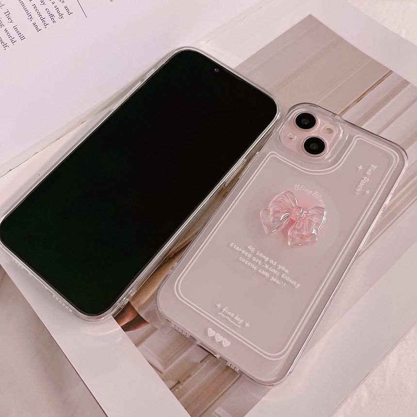 Bow Transparent Phone Case - iPhone 7 / 8 / SE / 7 Plus / 8 Plus / X / XS / XR / XS Max / 11 / 11Pro / 11 Pro Max / 12 / 12 Pro / 12 mini / 12 Pro Max / 13 / 13 Pro / 13 mini / 13 Pro Max ff23 Wonderland Case