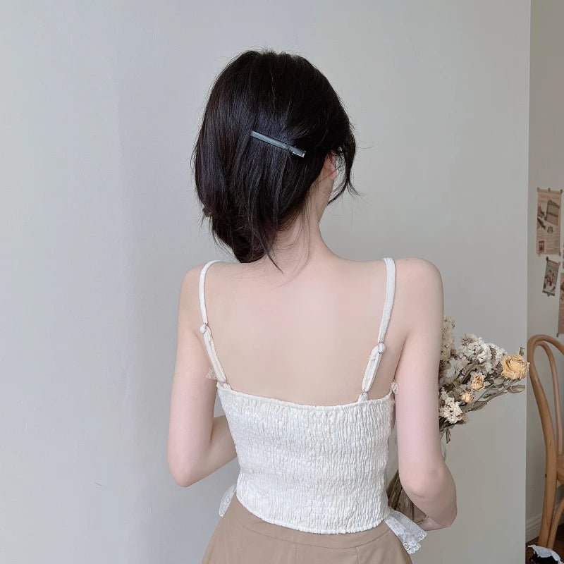 White Lace Floral Bustier - Pink Pink