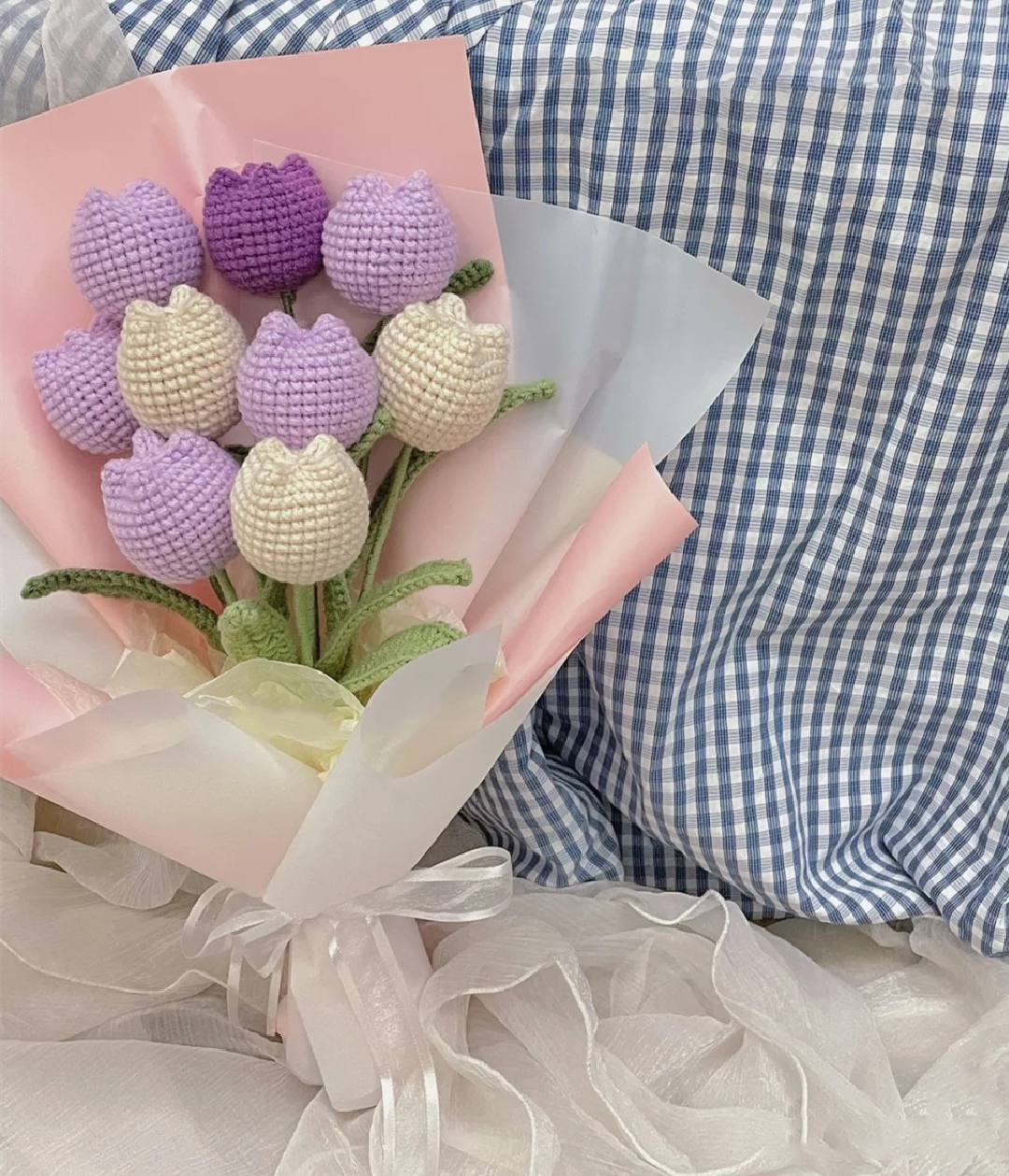 DIY Handmade Knitted Tulip Bouquet - Pink Pink