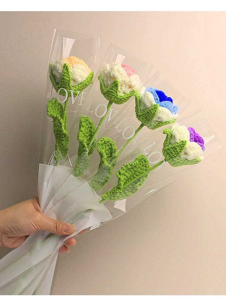 Crochet Rose Preserved Flowers - Pink Pink