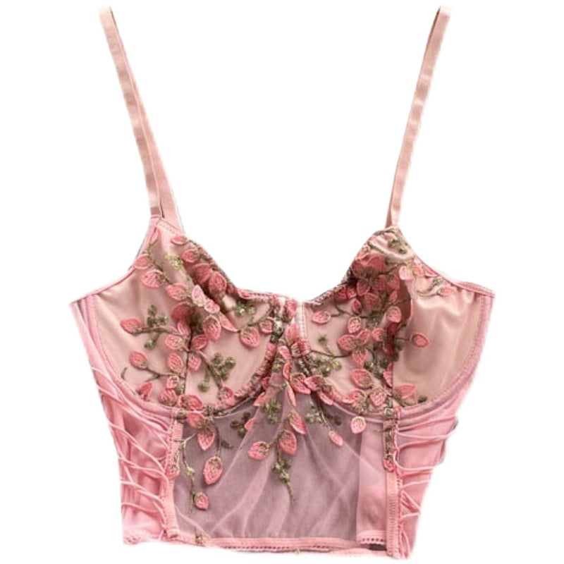 Blush Pink Floral Bustier - Pink Pink