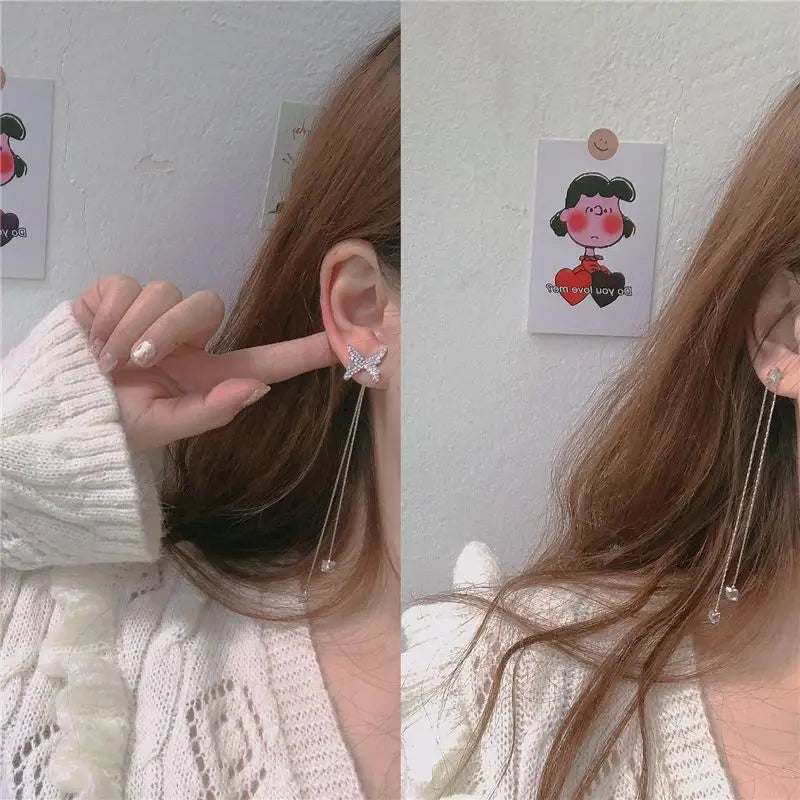 Alloy Butterfly Fringed Earring-1