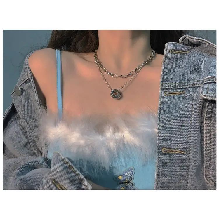 Alloy Pendant Layered Choker Necklace-1