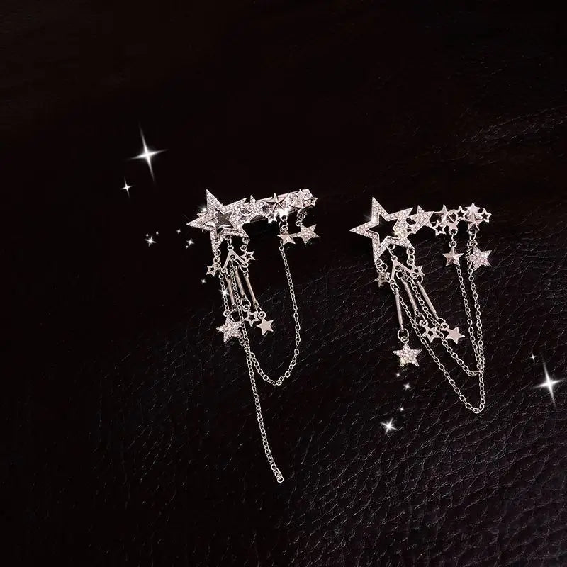Alloy Star Chained Hair Clip-2