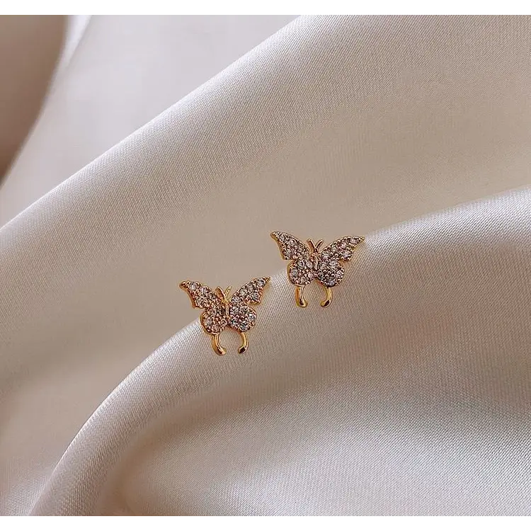 Butterfly Rhinestone Alloy Earring-1
