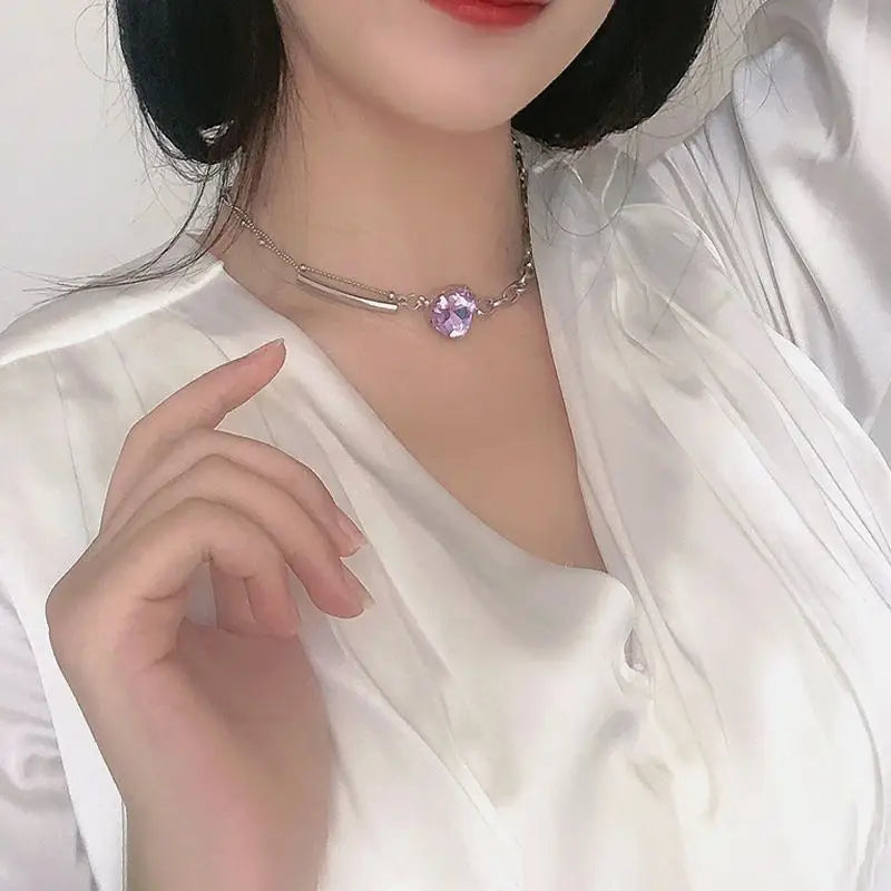 Faux Crystal Alloy Choker-1