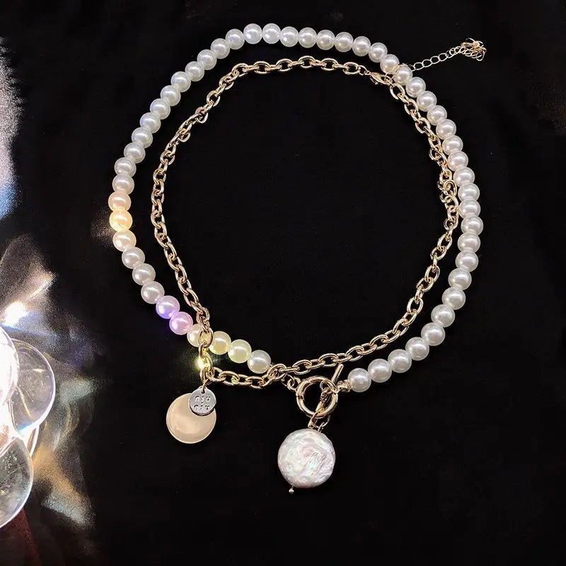 Faux Pearl Layered Necklace-1