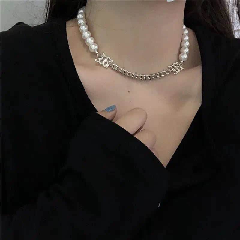 Faux Pearl Necklace-1