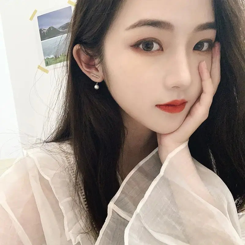 Faux Pearl Rhinestone Alloy Earring-1