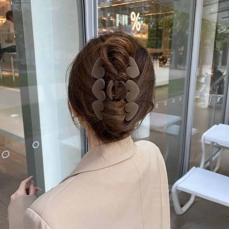 Flocking Heart Hair Clamp-2