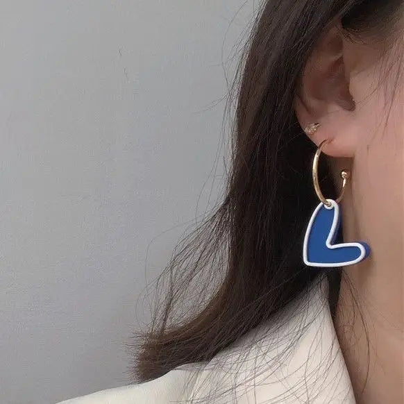 Heart Drop Open Hoop Earring-1