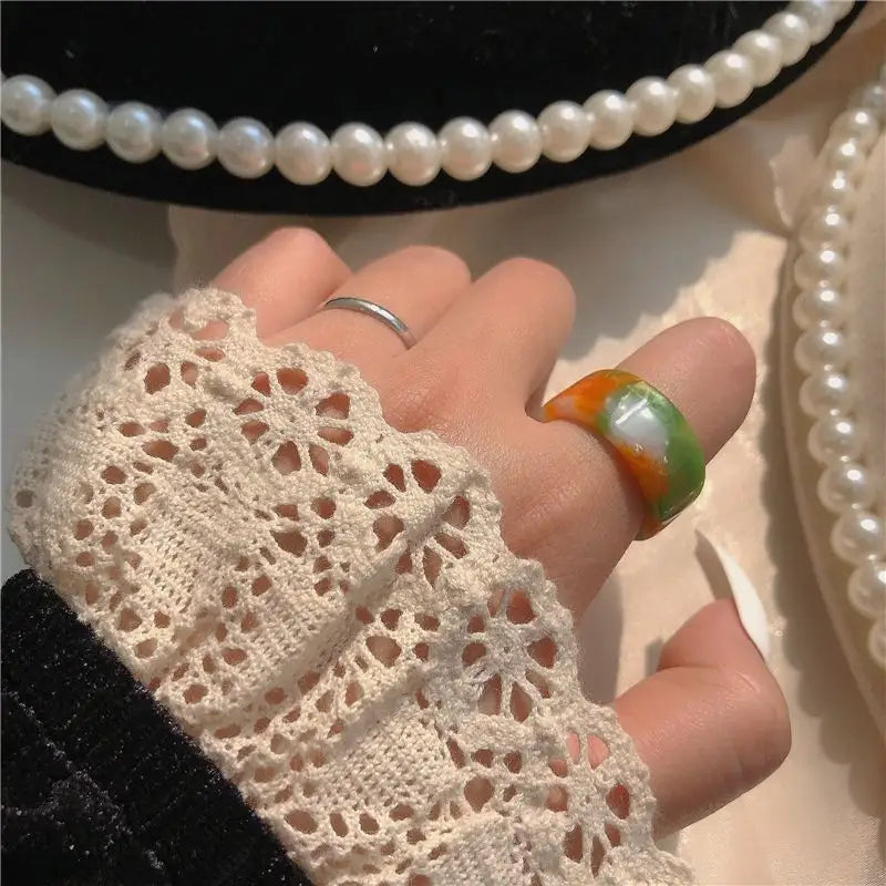 Multicolored Resin Open Ring-5