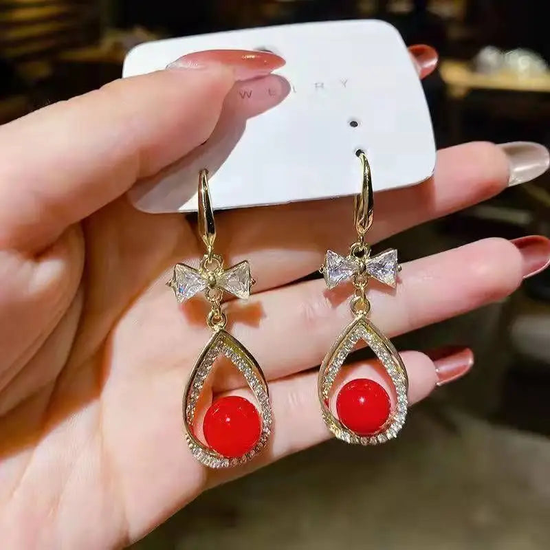 Rhinestone Bead Drop Earring-1