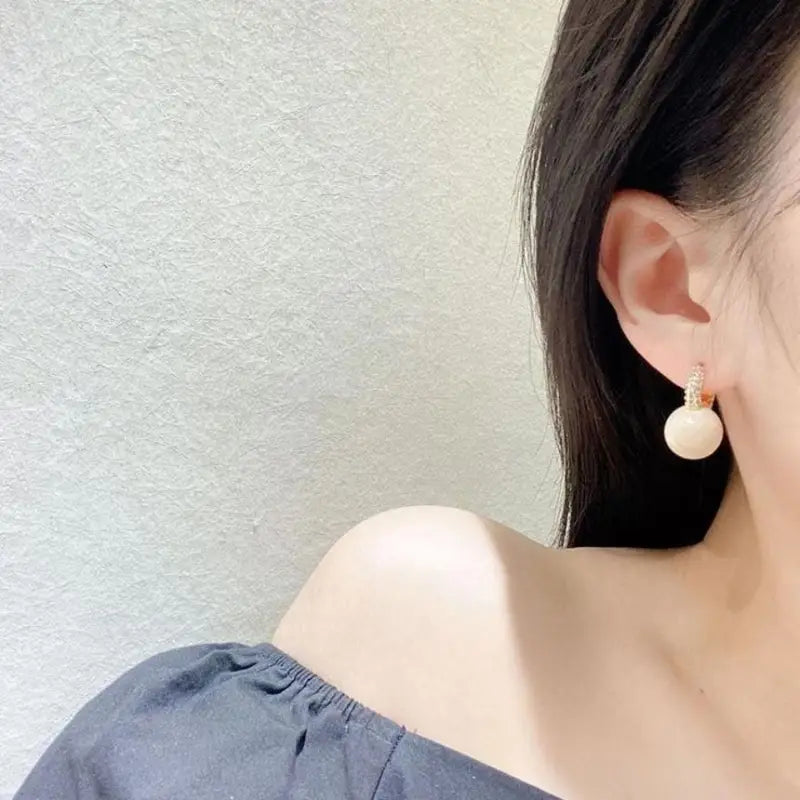 Rhinestone Bead Hoop Earring-2