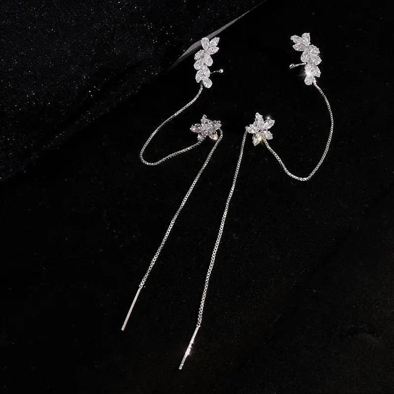 Rhinestone Ear Cuff Drop Earring-1