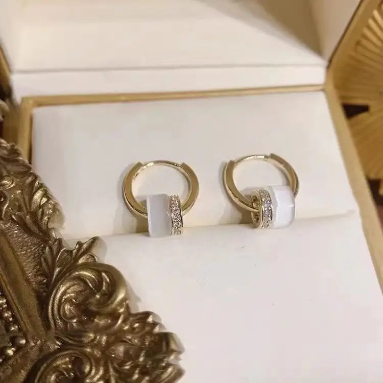 Rhinestone Shell Bead Alloy Earring-1