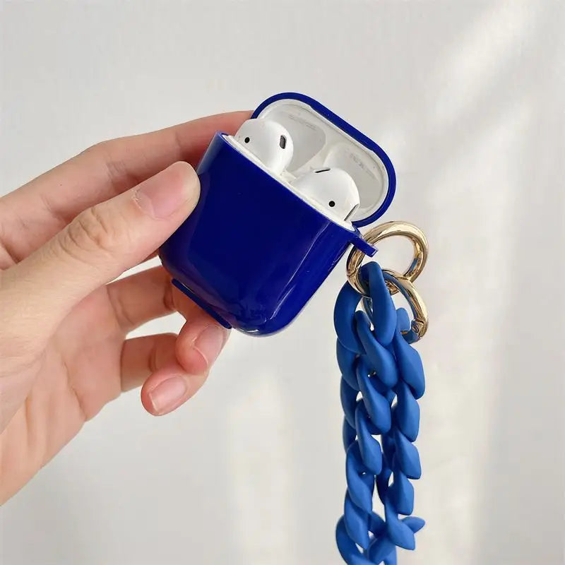 Airpods Earphone Case Skin With Blue Chain-2
