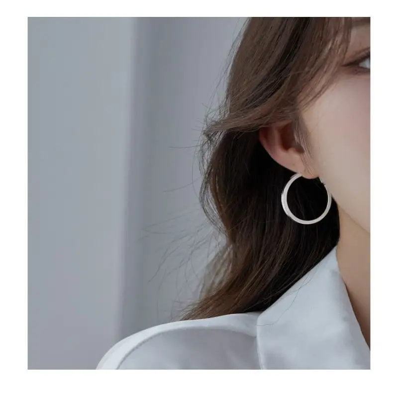 Alloy Hoop Earring WD201 - Silver / One Size - Fancy