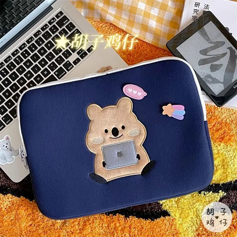 Bear Applique Ipad Sleeve Cg417 - Gadget Bags