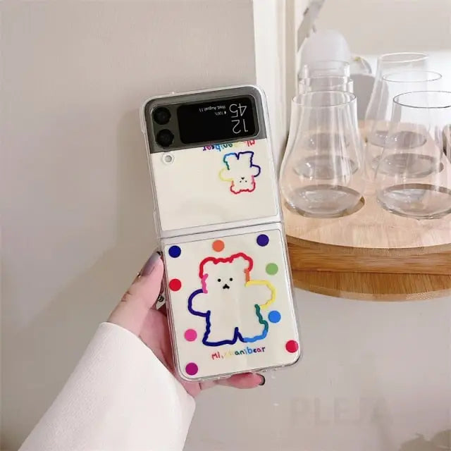 Bear Bracket Phone Case For Samsung Z Flip 3 BC042 - For Z