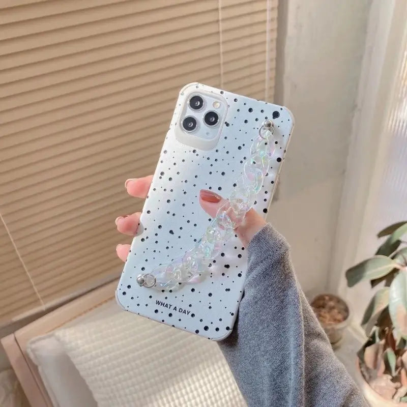 Black Ditsy With Acrylic Chain iPhone Case BP248 - iphone