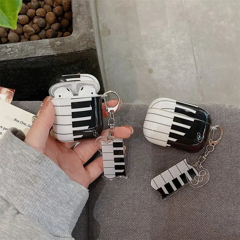 Black & White Piano Airpods Earphone Case Skin-2