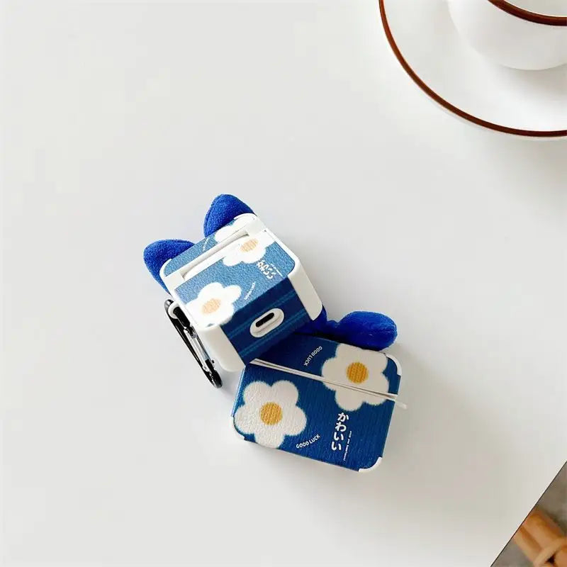 Blue Bow Daisy Flower AirPods Earphone Case Skin-3