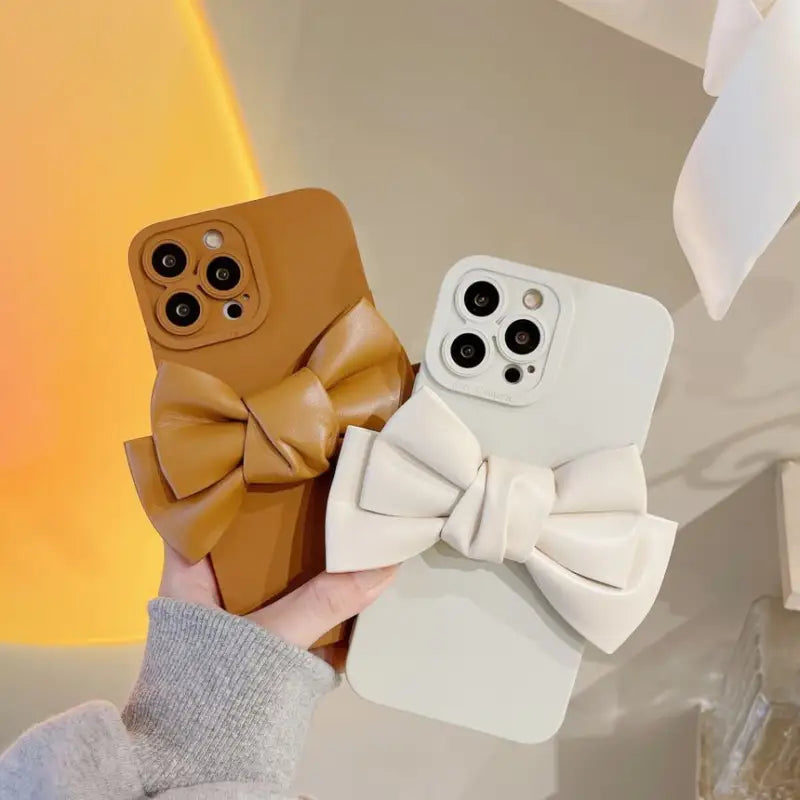 Bow Faux Leather Phone Case - iPhone 13 Pro Max / 13 Pro /