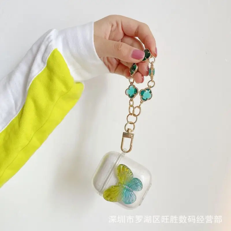 Butterfly Faux Crystal Strap AirPods Earphone Case Skin-2