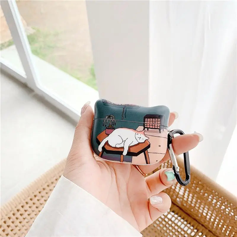 Cat Print AirPods Earphone Case Skin - Mobile Cases &