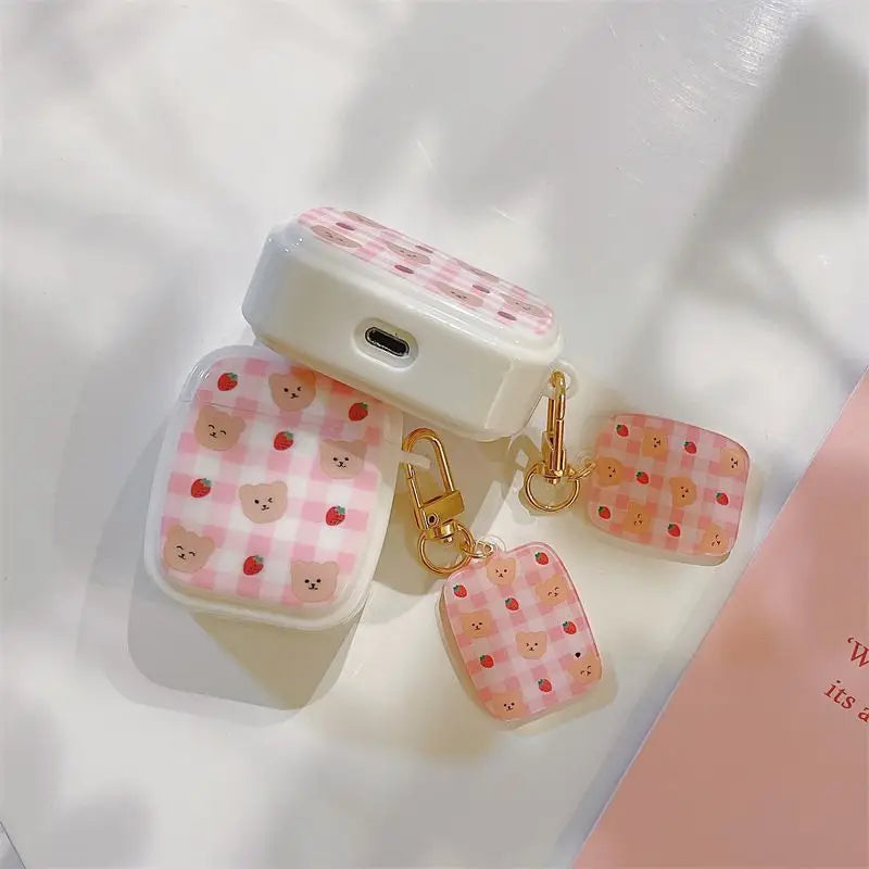 Check Bear Print AirPods Earphone Case Skin W195 - Mobile