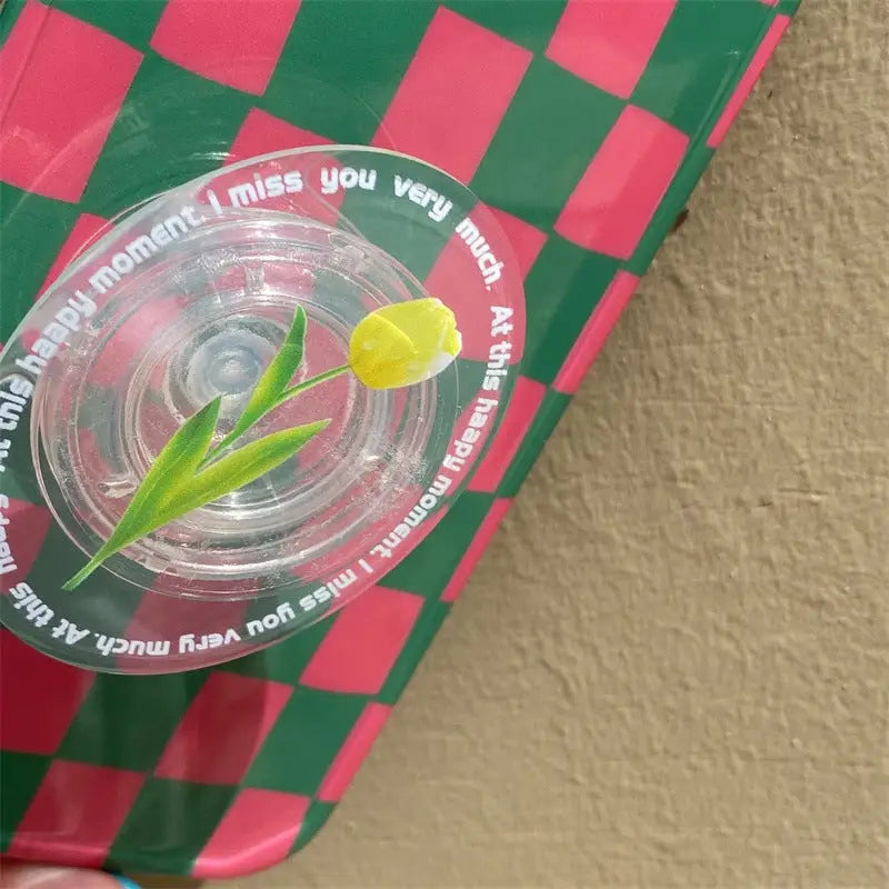 Checkerboard WithTulip Flower Holder iPhone Case BP278 -