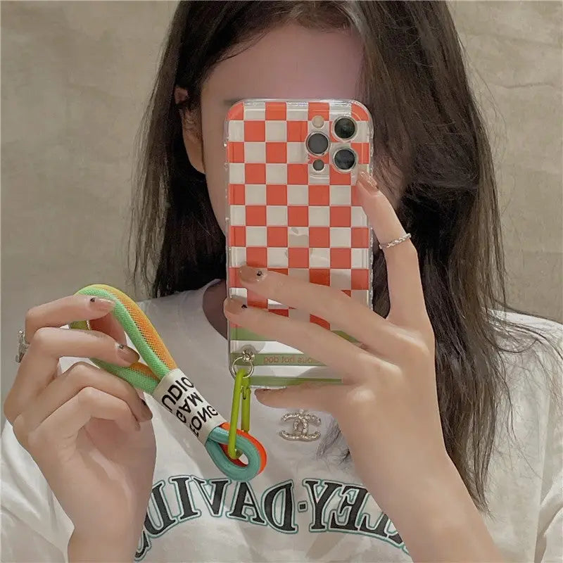 Checkered Printing With Chain iPhone Case BP333 - iphone