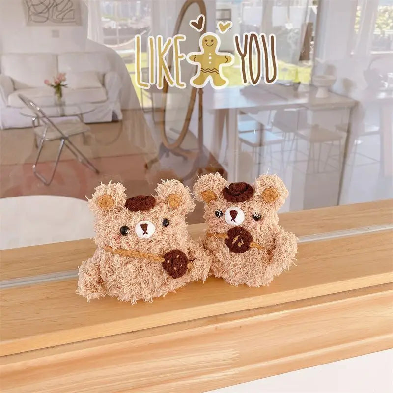 Chenille Biscuit Backpack Bear Airpods Case Protection Cover