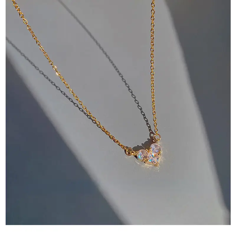Clear Chéri Heart 925 Necklace W345 - Loving Heart zircon