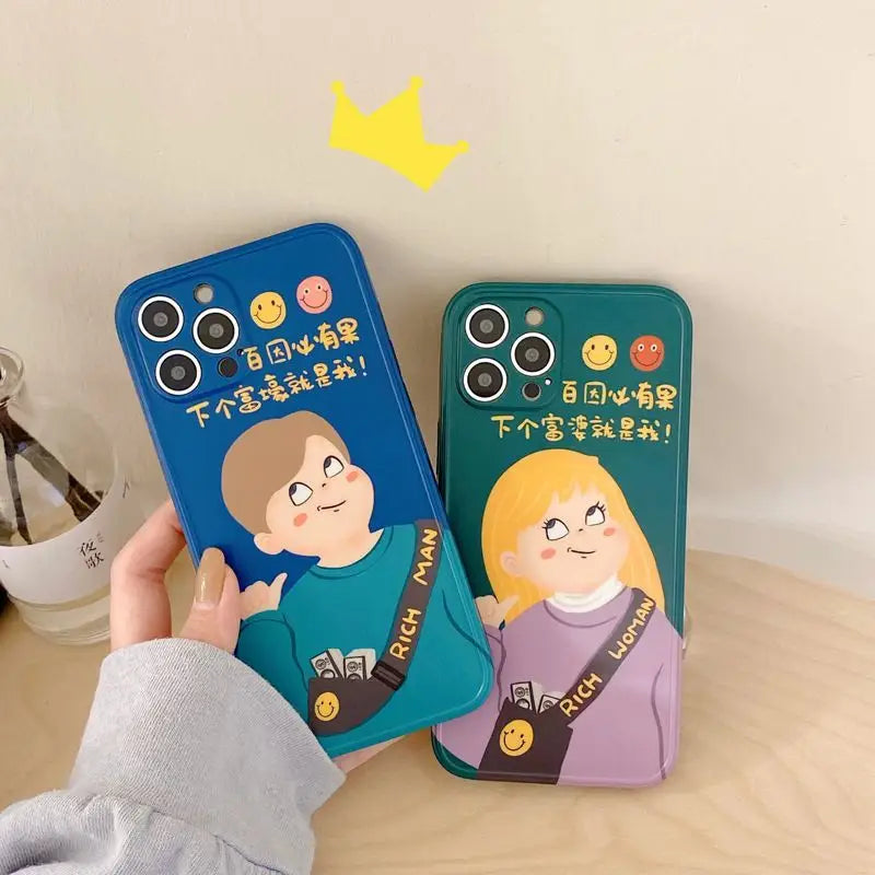 Couple Matching Cartoon Phone Case - iPhone 7 Plus / 8 Plus / X / XR / XS / XS Max / 11 / 11 Pro / 11 Pro Max / 12 / 12 Pro / 12 Pro Max / 13 / 13 Pro / 13 Pro Max-24