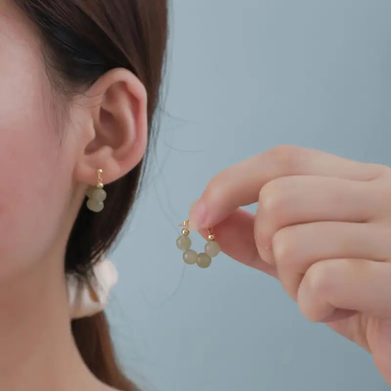 Faux Gemstone Bead Alloy Earring TY78 - Fancy Earrings