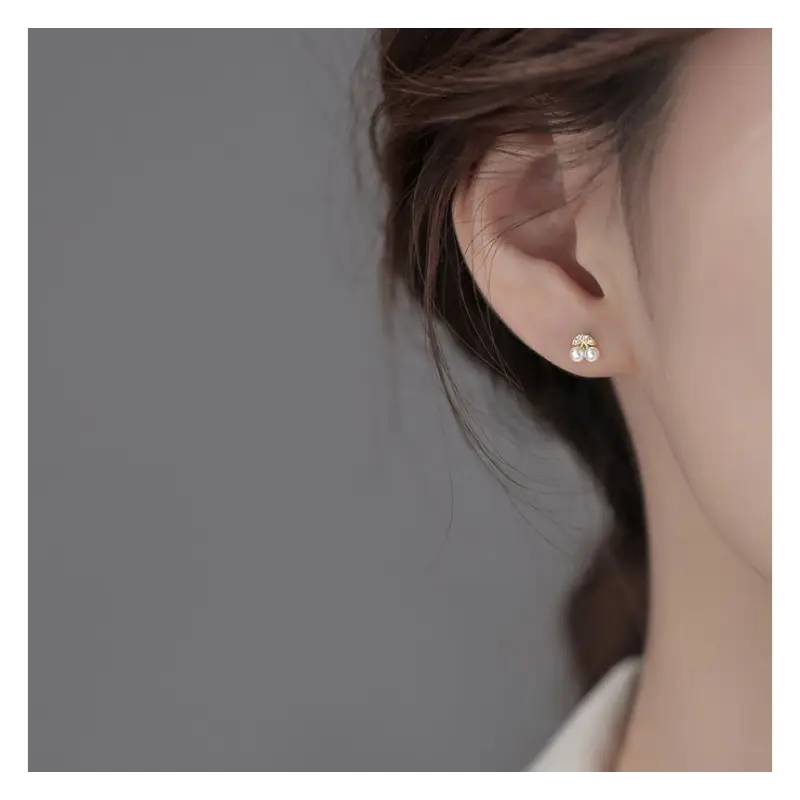 Faux Pearl Cherry Stud Earring E867 - Fancy Earrings