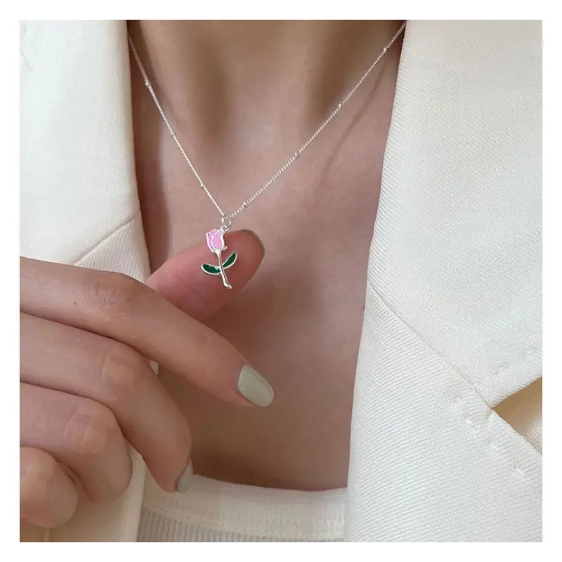 Floral Necklace W315 - Silver / One Size - Neck Fashion