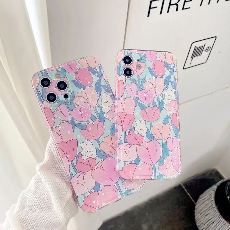 Floral Print Phone Case - iPhone 12 Pro Max / 12 Pro / 12 / 12 mini / 11 Pro Max / 11 Pro / 11 / SE / XS Max / XS / XR / X / SE 2 / 8 / 8 Plus / 7 / 7 Plus-11
