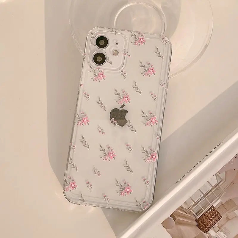 Floral Print Transparent Phone Case - iPhone 12 Pro Max / 12 Pro / 12 / 12 mini / 11 Pro Max / 11 Pro / 11 / SE / XS Max / XS / XR / X / SE 2 / 8 / 8 Plus / 7 / 7 Plus-12