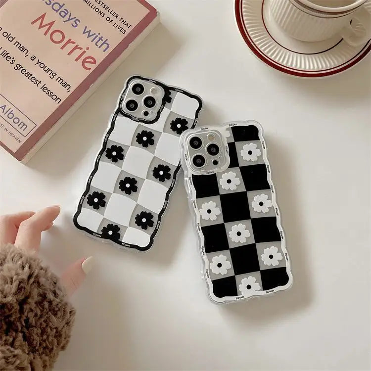 Flower Checker Transparent Phone Case - iPhone 13 Pro Max / 13 Pro / 13 / 13 mini / 12 Pro Max / 12 Pro / 12 / 12 mini / 11 Pro Max / 11 Pro / 11 / SE / XS Max / XS / XR / X / SE 2 / 8 / 8 Plus / 7 / 7 Plus-30