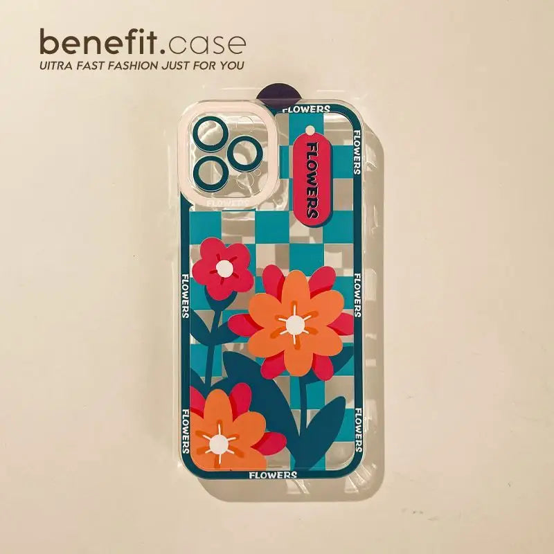 Flower Checker Transparent Phone Case - Iphone 13 Pro Max /