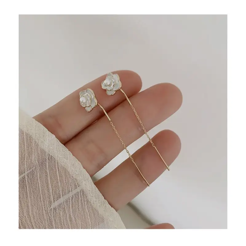 Flower Faux Pearl Alloy Earring WD203 - Fancy Earrings