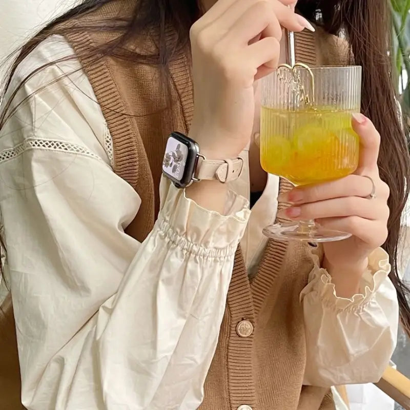 Genuine Leather Slim Apple Watch Band - Smart Watch