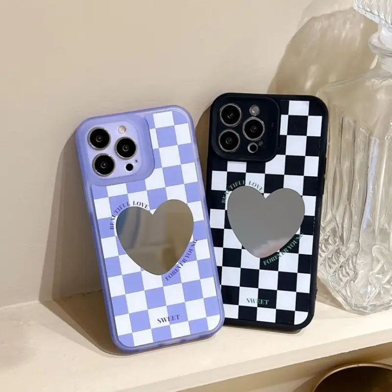 Heart Mirrored Checker Phone Case - iPhone 7 / 8 / SE / 7