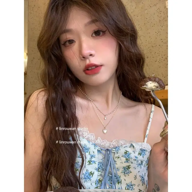 Heart Pendant Layered Necklace Wd168 - White / One Size -