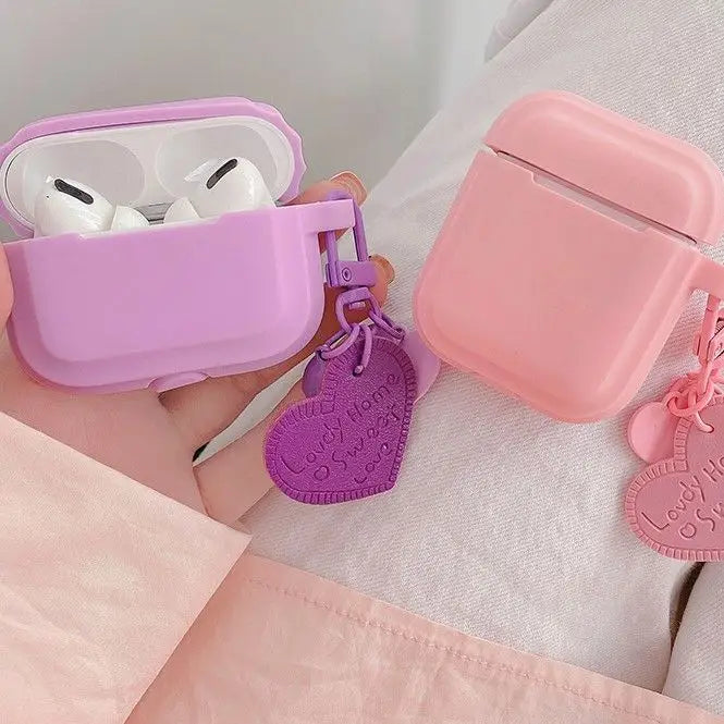 Heart Pendant Plain AirPods / Pro Earphone Case Skin PE475 -